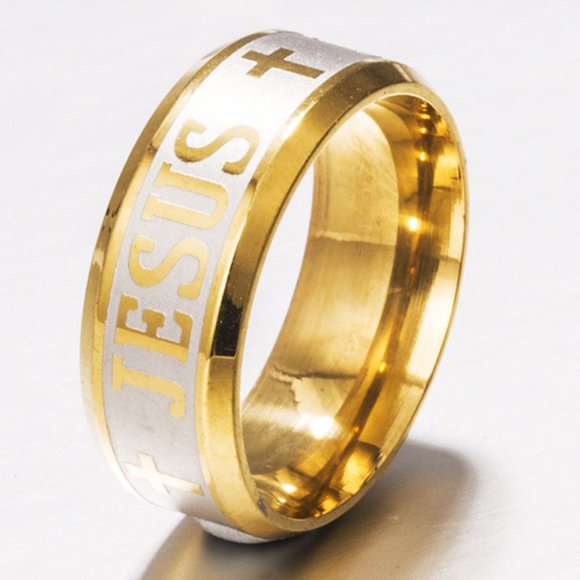 Other - Gold Stainless Steel Jesus Ring Size 10